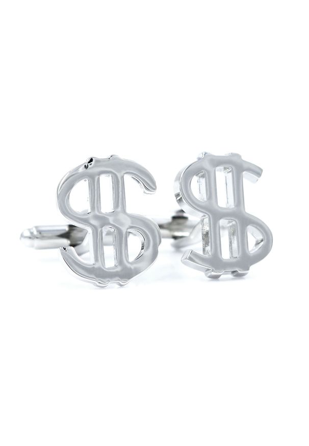 Modini - Srebrne spinki do mankietów - znak dolara U24. Kolor: srebrny