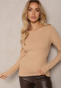 Renee - Beżowa Casualowa Bluzka z Bawełną Seavithra. Okazja: na co dzień. Kolor: beżowy. Materiał: bawełna. Styl: casual #5