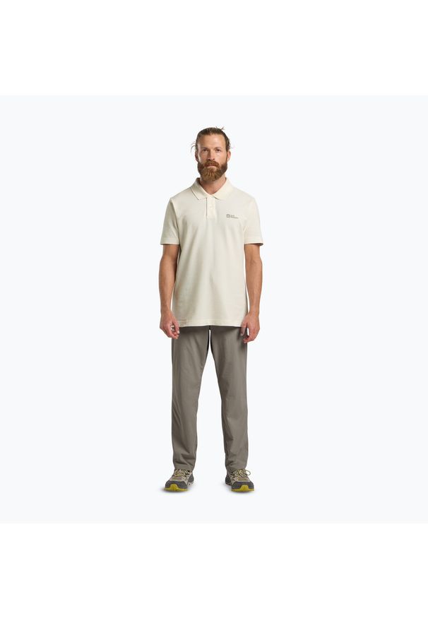Koszulka polo męska Jack Wolfskin Essential. Typ kołnierza: polo. Kolor: beżowy
