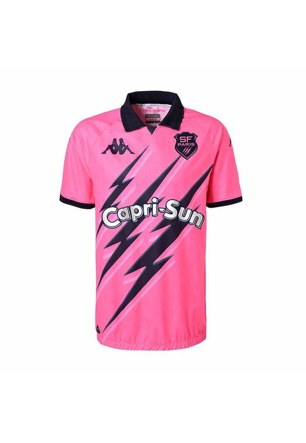 Kappa - Koszulka domowa Stade Français 2024/25. Kolor: niebieski, różowy, wielokolorowy