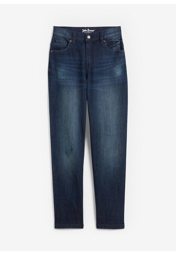 bonprix - Dżinsy chłopięce o kroju loose fit, z regulowanym paskiem, straight. Kolor: niebieski