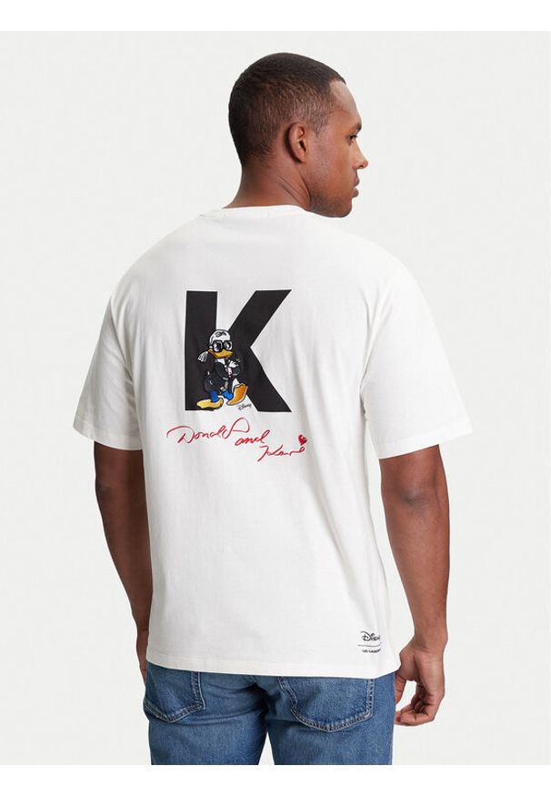 Karl Lagerfeld - KARL LAGERFELD T-Shirt 755098 553270 Beżowy Regular Fit. Typ kołnierza: dekolt w karo. Kolor: beżowy. Materiał: bawełna