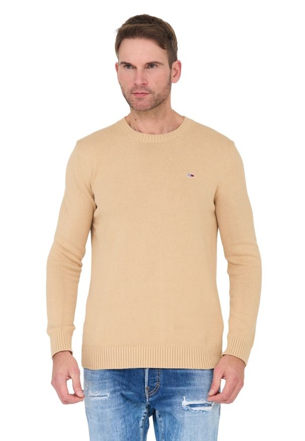 Tommy Jeans - TOMMY JEANS Beżowy sweter. Kolor: beżowy