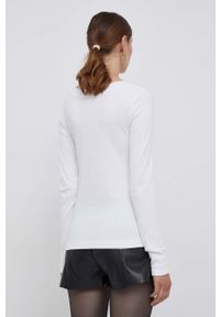 Calvin Klein Jeans longsleeve damski kolor biały. Kolor: beżowy. Długość rękawa: długi rękaw. Długość: długie. Wzór: aplikacja #2