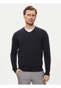 Bugatti Sweter 7300 95510 Granatowy Regular Fit. Kolor: niebieski. Materiał: bawełna #1