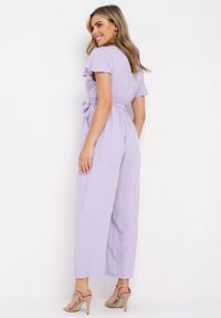 Born2be - Fioletowy Kombinezon z Wiskozy Cephinous. Okazja: na co dzień. Kolor: fioletowy. Materiał: wiskoza. Długość rękawa: krótki rękaw. Długość: krótkie. Wzór: jednolity. Sezon: lato. Styl: casual #5