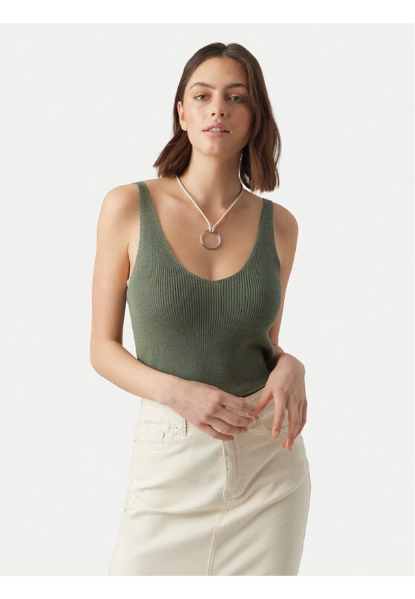 Vero Moda Top New Lex Sun 10281877 Zielony ciemny Regular Fit. Kolor: zielony. Materiał: wiskoza