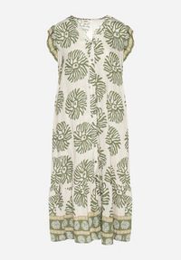 Born2be - Zielona Koszulowa Sukienka z Wiskozą i Geometrycznym Wzorem Siledia. Okazja: na co dzień. Typ kołnierza: kołnierz z falbankami. Kolor: zielony. Materiał: wiskoza. Wzór: geometria. Typ sukienki: koszulowe. Styl: casual, elegancki #6