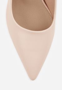 Renee - Beżowe Szpilki VICES ze Skórzaną Wkładką i Metalicznym Obcasem Nesslisa. Kolor: beżowy. Materiał: skóra. Obcas: na obcasie. Styl: elegancki, wizytowy. Wysokość obcasa: średni #4
