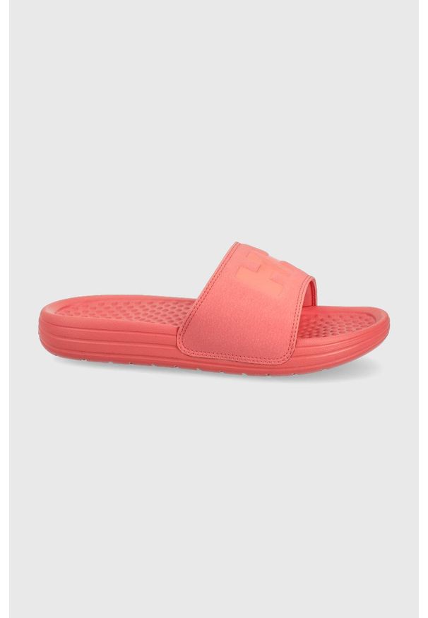 Helly Hansen klapki damskie kolor pomarańczowy. Kolor: pomarańczowy. Materiał: materiał, guma. Obcas: na obcasie. Wysokość obcasa: niski