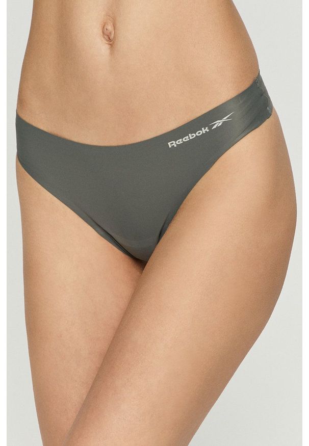 Reebok - Stringi (3-PACK). Kolor: czarny. Materiał: materiał, dzianina. Wzór: gładki