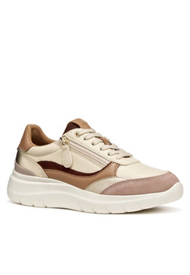 Geox Sneakersy D Plummery D56YNE 0BC6P C1056 Écru. Materiał: skóra