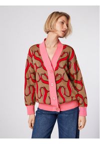 Simple Kardigan SWD514-02 Brązowy Relaxed Fit. Kolor: brązowy. Materiał: bawełna #4