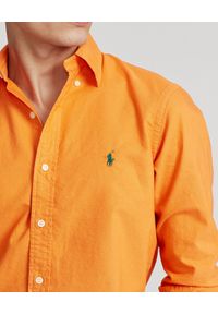 Ralph Lauren - RALPH LAUREN - Pomarańczowa koszula Oxford Slim Fit. Typ kołnierza: polo, kołnierzyk klasyczny. Kolor: pomarańczowy. Materiał: bawełna. Długość rękawa: długi rękaw. Długość: długie. Wzór: haft. Styl: klasyczny