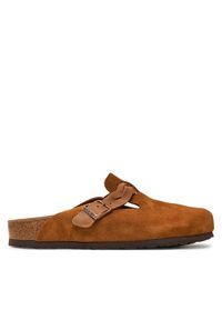 Birkenstock Klapki Boston Braided Leoi 1026713 Brązowy. Kolor: brązowy. Materiał: skóra, zamsz