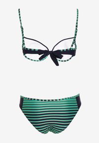 Born2be - Zielone Bikini 2-Częściowe w Paski Biustonosz na Cienkich Ramiączkach i Majtki Figi Catara. Kolor: zielony. Wzór: paski