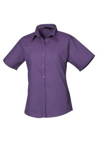 PREMIER - Bluzka Damska Z Krótkim Rękawem Z Popeliny. Kolor: fioletowy. Długość rękawa: krótki rękaw. Długość: krótkie #1
