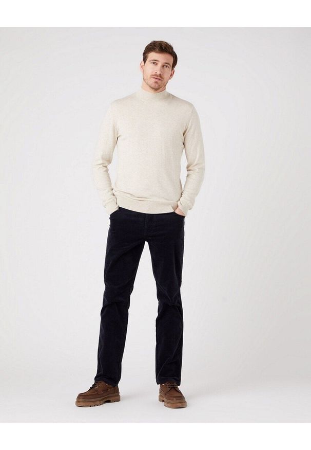 Wrangler - WRANGLER SEASONAL KNIT MĘSKI SWETER GOLF OAT MELE W8D12PC17 112321351. Typ kołnierza: golf