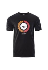 Hi-tec - Koszulka męska Hi-Tec Rakan - czarna, Rozmiar XL. Kolor: czarny. Materiał: bawełna, materiał. Wzór: nadruk #1