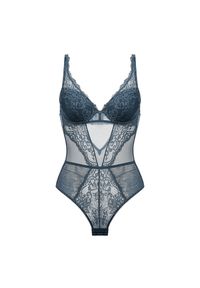 Intica - Body z usztywnianym biustem i koronkowym wykończeniem Muyesser. Kolor: niebieski. Materiał: koronka. Wzór: koronka