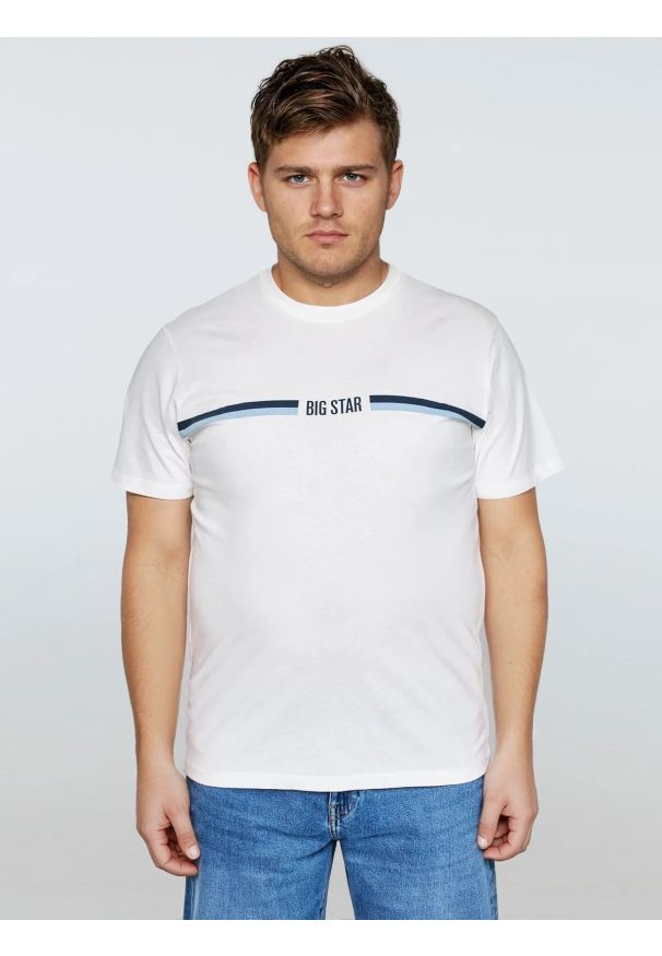 Big-Star - Koszulka męska z nadrukiem biała Lexor 100. Okazja: na co dzień. Kolor: biały. Materiał: dresówka, materiał, dzianina. Wzór: nadruk. Styl: casual, sportowy, klasyczny