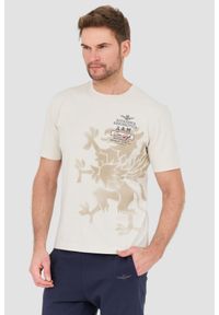 Aeronautica Militare - AERONAUTICA MILITARE Beżowy bawełniany męski t-shirt M.C., Rozmiar XXL. Kolor: beżowy. Materiał: bawełna