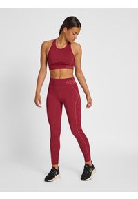Legginsy bezszwowe damskie Hummel Christel. Kolor: czerwony. Materiał: dzianina, materiał, prążkowany. Wzór: jodełka. Sport: fitness