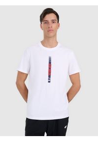 4f - 4F T-shirt regular z nadrukiem męski - biały XL. Okazja: na co dzień. Kolor: biały. Materiał: materiał, bawełna. Wzór: nadruk. Styl: casual
