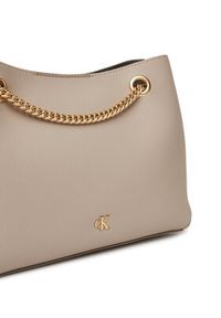 Calvin Klein Torebka Minimal Monogram Shoulde LV04F3205G Beżowy. Kolor: beżowy. Materiał: skórzane