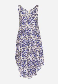 Born2be - Niebieska Bawełniana Sukienka Rozkloszowana w Abstrakcyjny Wzór Natiliana. Okazja: na co dzień. Kolor: niebieski. Materiał: bawełna. Sezon: lato. Styl: casual #4