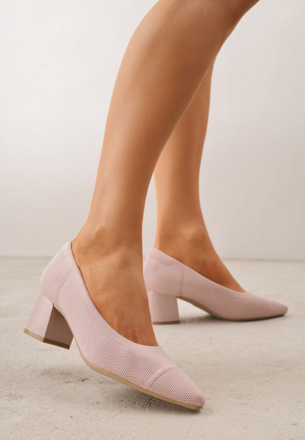 Born2be - Różowe Czółenka VICES ze Sportowej Tkaniny na Słupku Waesbella. Nosek buta: otwarty. Kolor: różowy. Materiał: tkanina. Obcas: na słupku. Styl: sportowy. Wysokość obcasa: średni