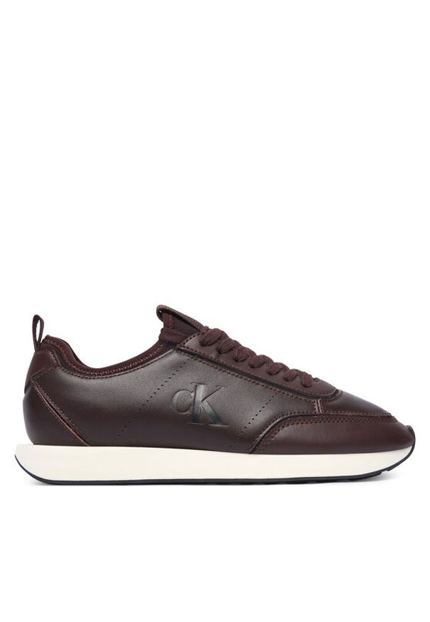 Calvin Klein Sneakersy Retro Runner Sock Panl Lth Neo HW0HW03118 Brązowy. Kolor: brązowy. Materiał: skóra