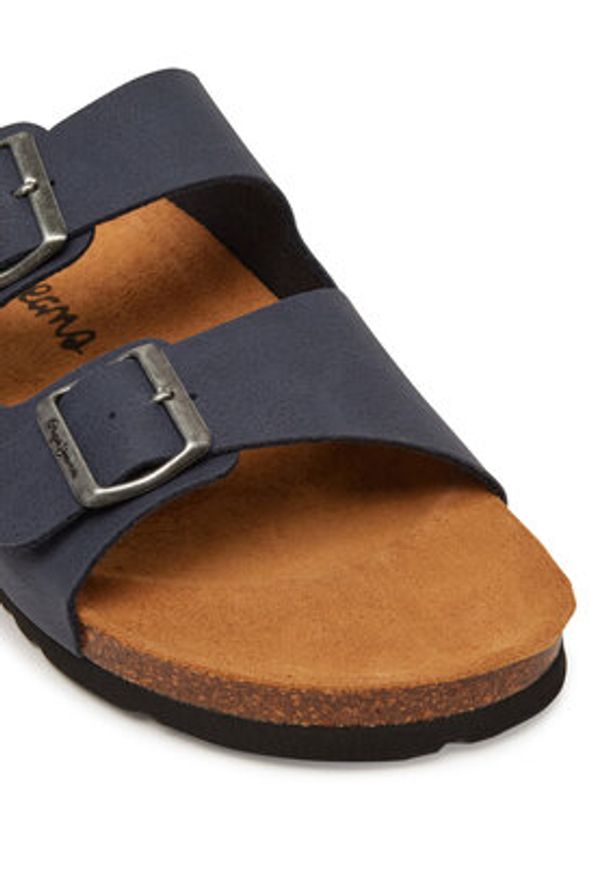 Pepe Jeans Klapki PMS90110 Granatowy. Kolor: niebieski. Materiał: skóra