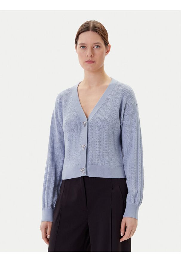 Guess Kardigan W5YR01 Z2ZK2 Niebieski Regular Fit. Kolor: niebieski. Materiał: wiskoza