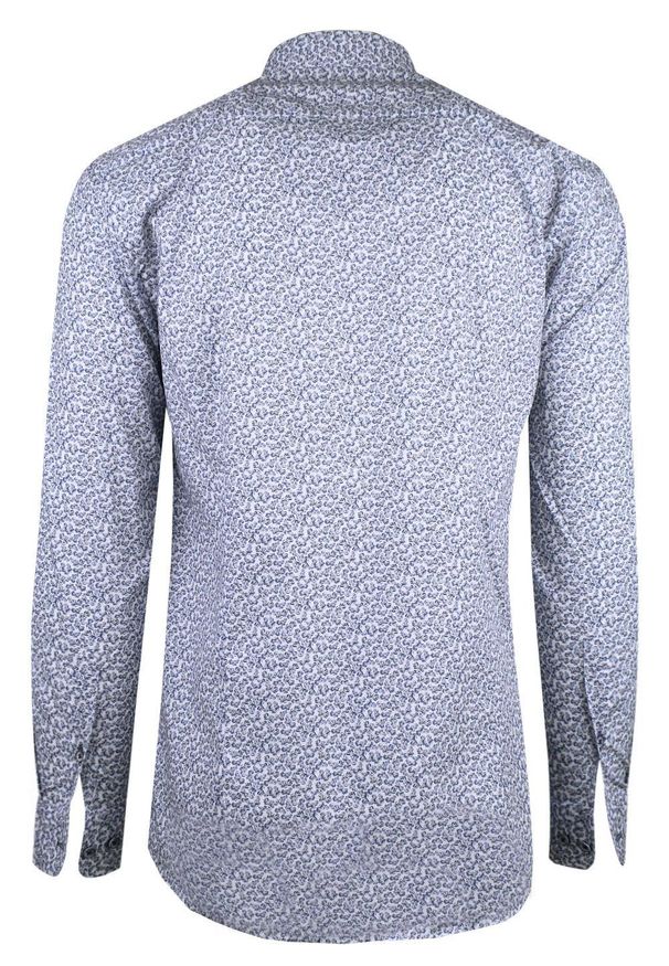 Elegancka, Męska Koszula, Taliowany Krój - Victorio - Drobny Wzór w Motory. Kolor: wielokolorowy. Materiał: bawełna, elastan. Styl: elegancki