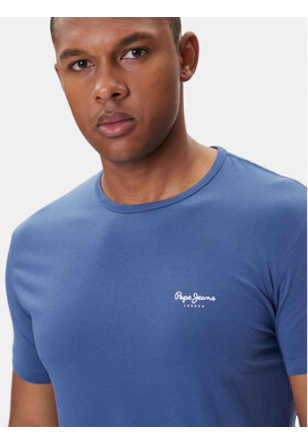 Pepe Jeans T-Shirt Original Basic 3N PM5010133 Granatowy Regular Fit. Kolor: niebieski. Materiał: bawełna