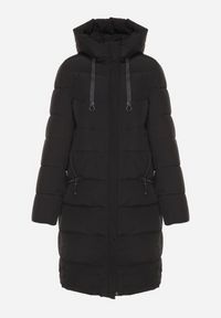 Born2be - Czarna Pikowana Kurtka z Kapturem i Wysokim Kołnierzem Avalentura. Okazja: na spacer, na co dzień. Typ kołnierza: kaptur. Kolor: czarny. Materiał: jeans. Sezon: zima. Styl: casual, klasyczny #2