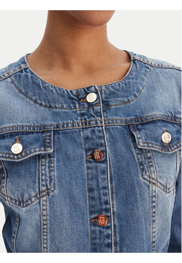 Fracomina Kurtka jeansowa FR26SJ4007D40902 Niebieski Regular Fit. Kolor: niebieski. Materiał: bawełna