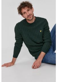 Lyle & Scott - Sweter z domieszką wełny. Okazja: na co dzień. Kolor: zielony. Materiał: wełna. Długość rękawa: długi rękaw. Długość: długie. Wzór: ze splotem. Styl: casual #1