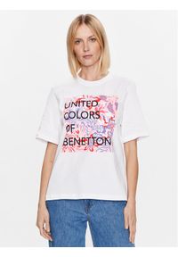 United Colors of Benetton - United Colors Of Benetton T-Shirt 3BL0D103K Biały Relaxed Fit. Kolor: biały. Materiał: bawełna
