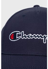 Champion czapka bawełniana kolor granatowy z aplikacją. Kolor: niebieski. Materiał: bawełna. Wzór: aplikacja