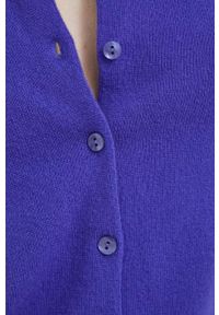 United Colors of Benetton kardigan wełniany kolor fioletowy lekki. Kolor: fioletowy. Materiał: wełna. Wzór: gładki #4