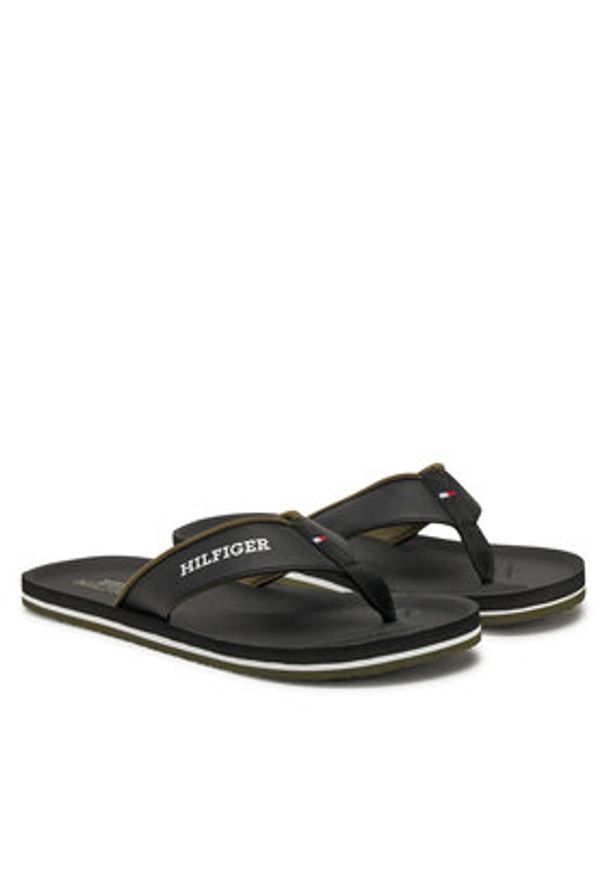 TOMMY HILFIGER - Tommy Hilfiger Japonki Padded Comfort Hilfiger B Sandal FM0FM05440 Czarny. Kolor: czarny. Materiał: skóra