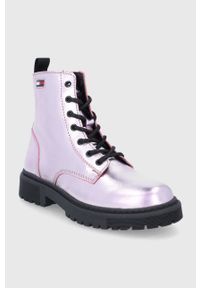 Tommy Jeans Workery skórzane EN0EN01574.0JV damskie kolor różowy na płaskim obcasie. Nosek buta: okrągły. Zapięcie: sznurówki. Kolor: różowy. Materiał: skóra. Obcas: na obcasie. Wysokość obcasa: niski #3