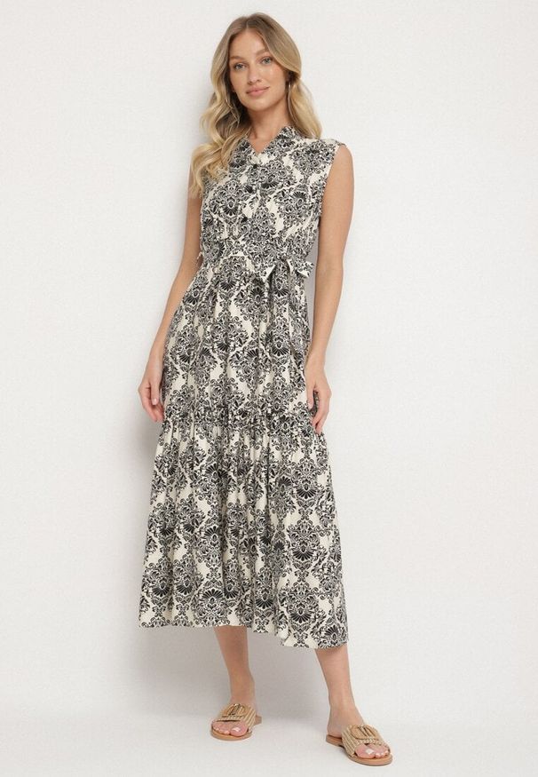 Born2be - Czarna Wiskozowa Sukienka Bez Rękawów z Wiązanym Paskiem Filimea. Okazja: na co dzień. Typ kołnierza: dekolt w kształcie V. Kolor: czarny. Materiał: wiskoza. Długość rękawa: bez rękawów. Typ sukienki: proste. Styl: elegancki, casual