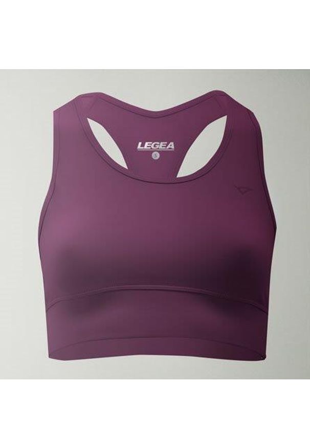 LEGEA - Crop top sportowy treningowy FEBE. Kolor: fioletowy. Materiał: skóra, materiał. Sport: fitness