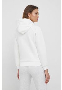 Armani Exchange bluza damska kolor biały z kapturem. Typ kołnierza: kaptur. Kolor: biały. Długość rękawa: raglanowy rękaw. Wzór: aplikacja