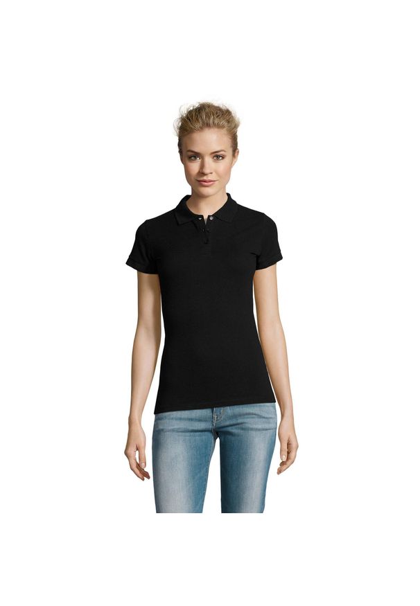 SOL'S - Damska Koszulka Polo Perfect. Typ kołnierza: polo. Kolor: czarny
