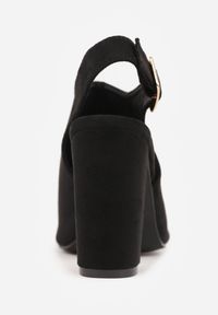 Renee - Czarne Sandały Vices na Słupku z Wkładką ze Skóry Naturalnej Feladriela. Okazja: na co dzień, na spotkanie biznesowe. Zapięcie: sprzączka. Kolor: czarny. Materiał: skóra. Obcas: na słupku. Styl: casual, biznesowy, elegancki #8