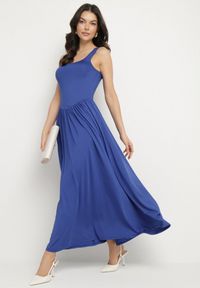 Born2be - Niebieska Sukienka z Wiskozą o Rozkloszowanym Kroju z Kwadratowym Dekoltem Tilvia. Okazja: na co dzień. Typ kołnierza: dekolt kwadratowy. Kolor: niebieski. Materiał: wiskoza. Długość rękawa: na ramiączkach. Sezon: lato. Styl: casual #5